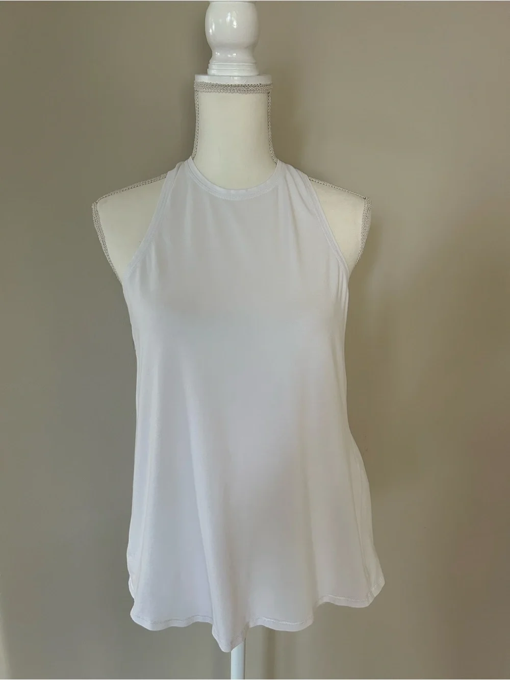 Lululemon White Halter Neck Women's Tank Top With Open Back